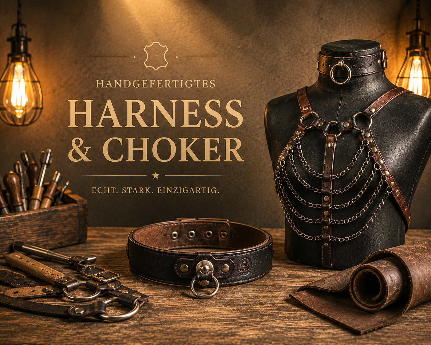 Leder Choker &amp; Harness