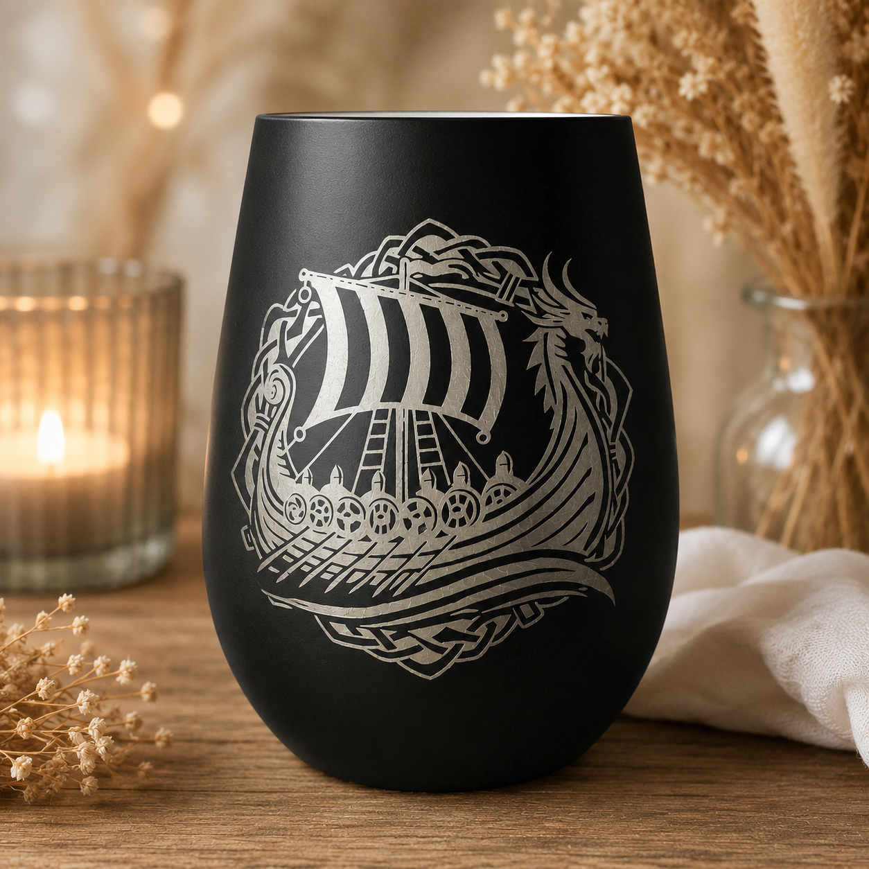 exklusives nordisches Wikingerschiff Windlicht