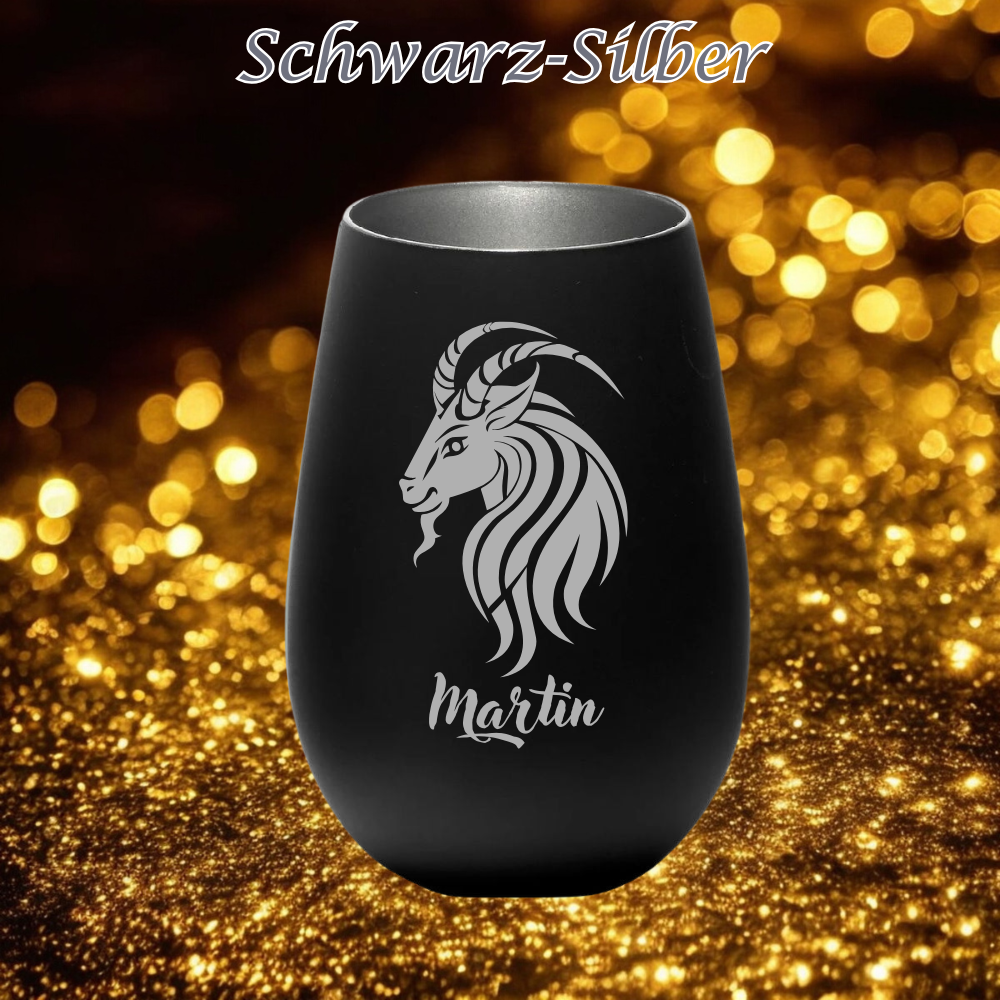 Windlicht Steinbock, Sternzeichen, personalisiert