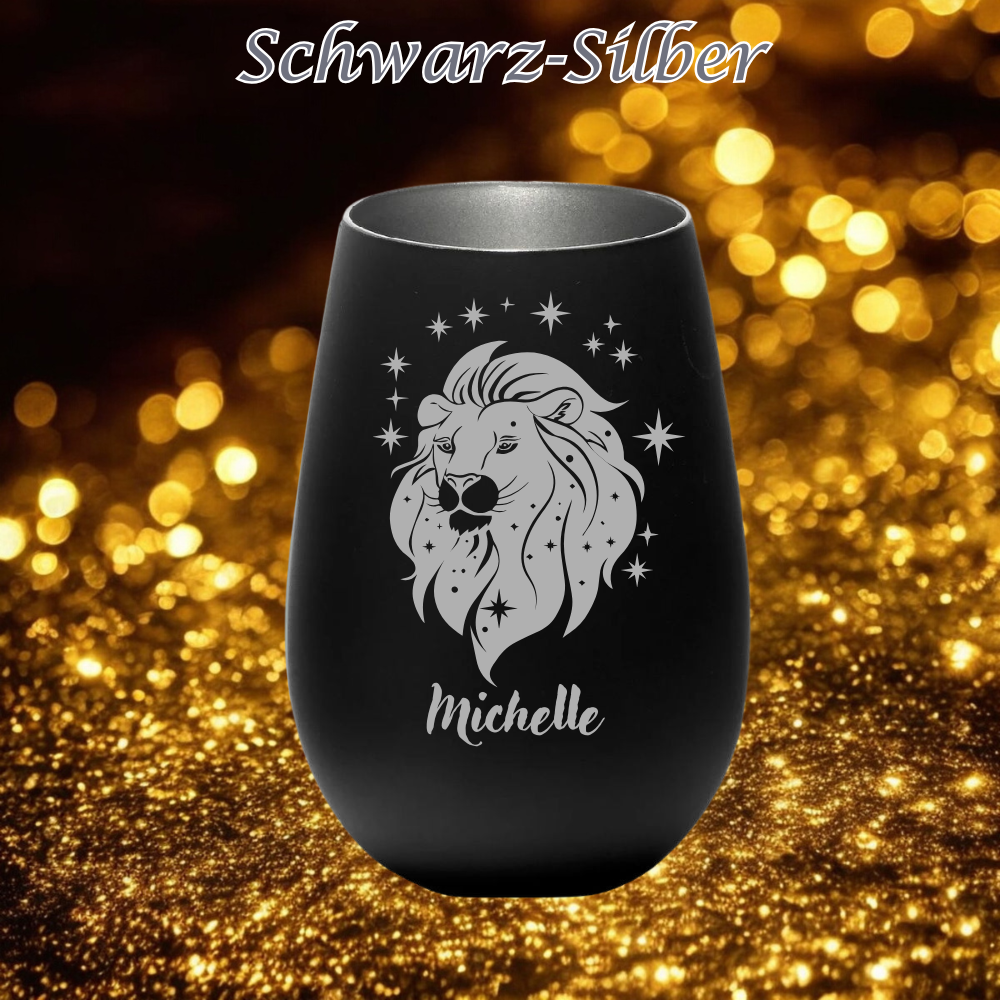 Windlicht Löwe, Sternzeichen, personalisiert