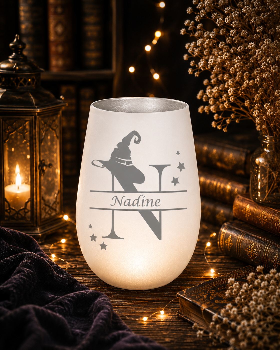 exklusives Monogramm Hexen Windlicht mit Initialen