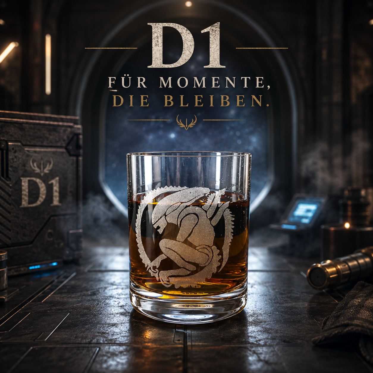 graviertes Whisky-Rum-Glas mit AVP-Alien vs Predator