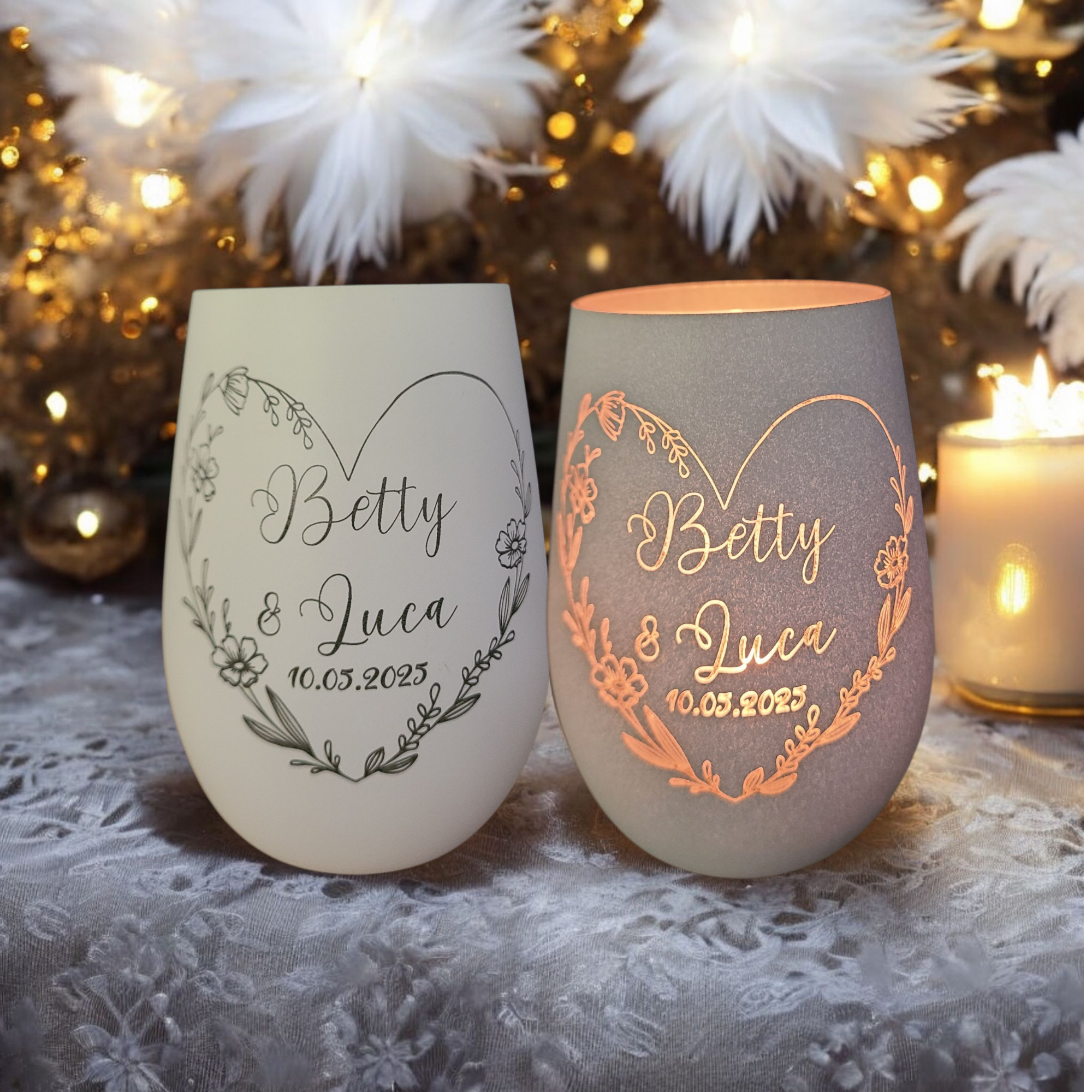 Windlicht mit Herz für Paare – Personalisiertes Geschenk