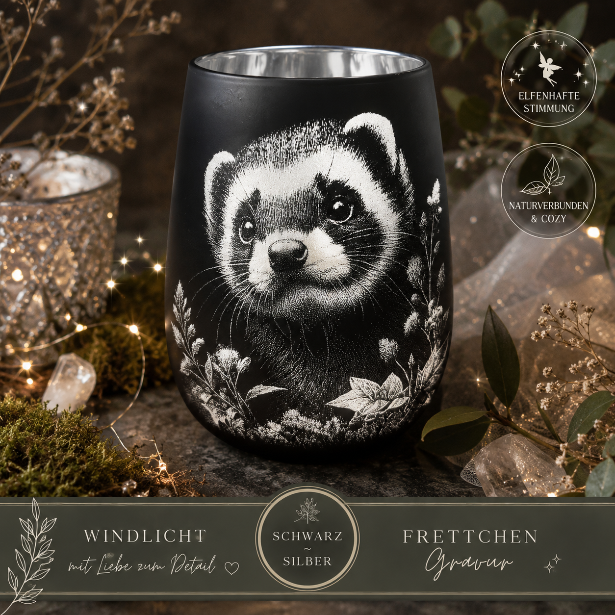 Elegantes Frettchen Windlicht