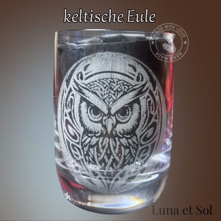 Shot Glas Keltische Eule – Edles Kristallglas