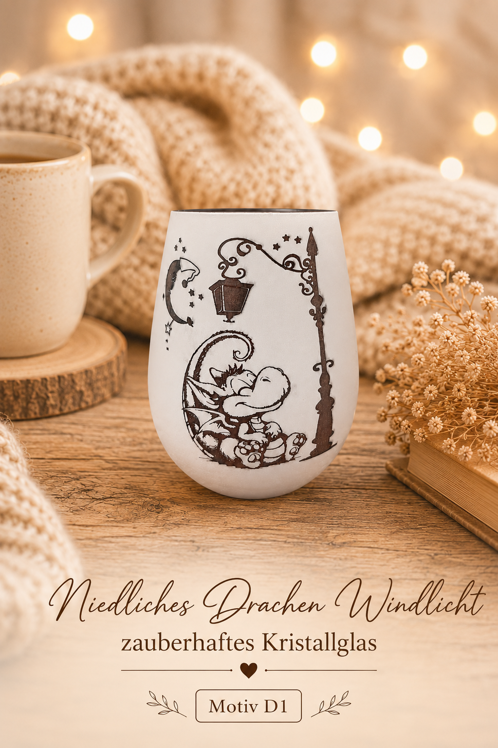Personalisiertes Drachen Windlicht – Dragon Lantern Engraved, Fantasy Gift