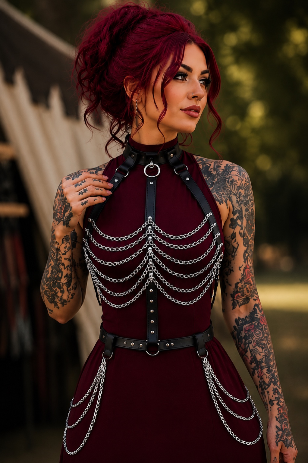 Maßgefertigter Harness aus Leder nach Maß | Handgefertigter Gothic Harness aus Echtleder Farbe schwarz